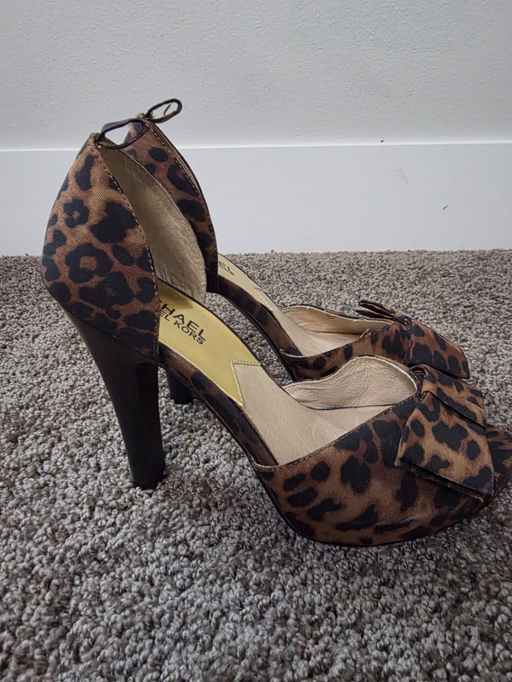 Michael Kors Leopard Print D'Orsay Peep-Toe Heels - Brown/Black